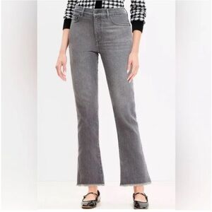 LOFT The Kick Crop Jean Raw Hem in Gray / Faded Black